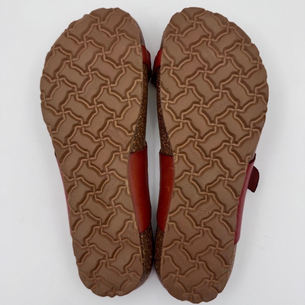 Yokono Ibiza Dark Red Leather Scalloped Toe Loop Cork Sandals Made in Spain | 8 - Picture 8 of 8